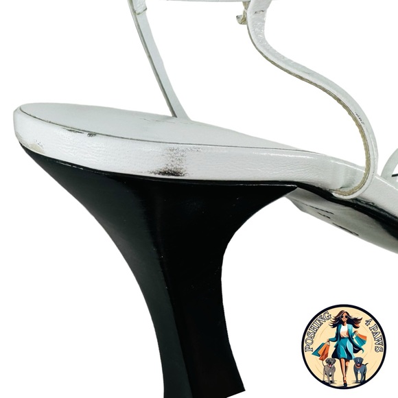 The Row T Bar Leather Square Toe Heel Ankle Strap Sandals in Optic White Size 10 - Picture 9 of 16